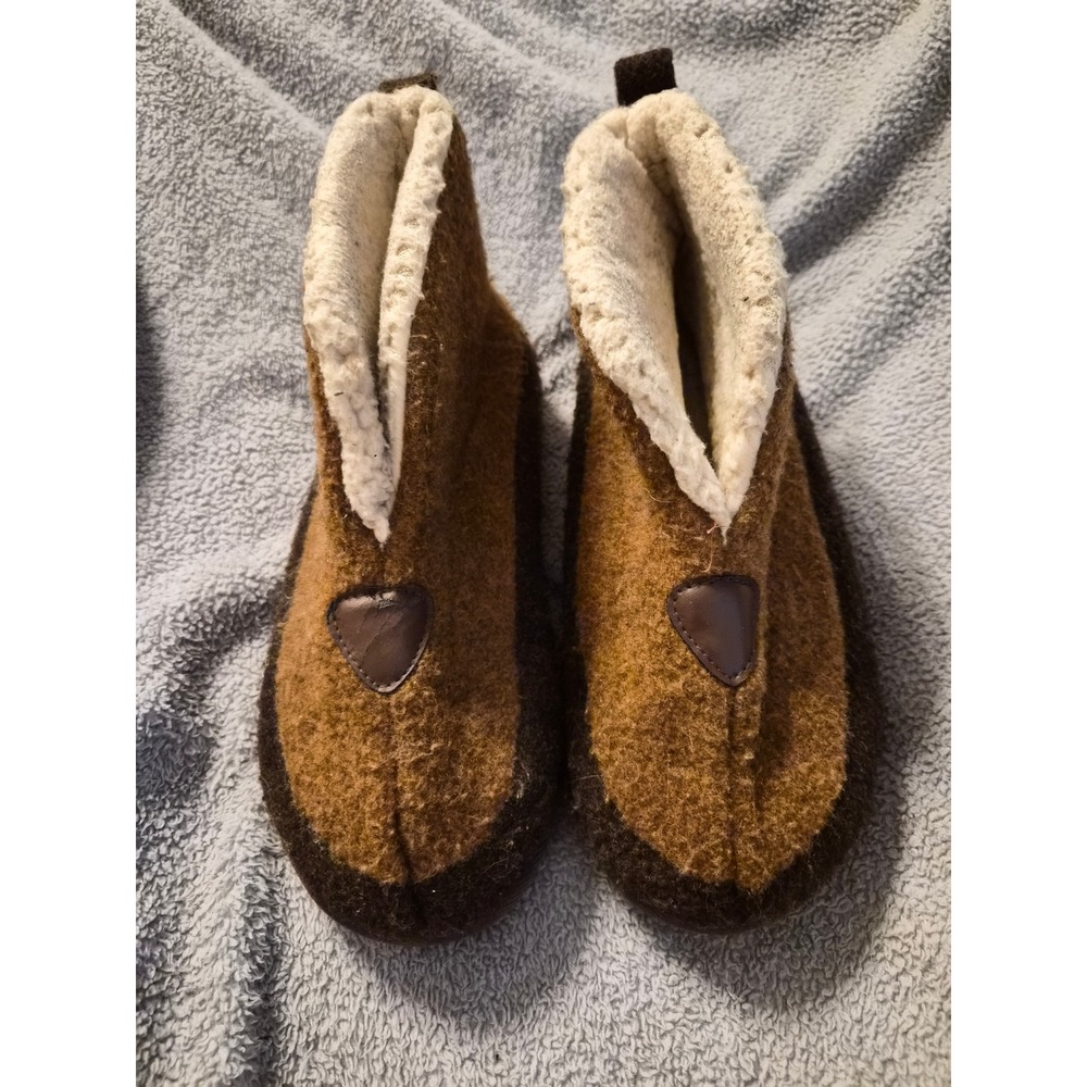 KuaiLu Mens Wool Blend Slipper Boots Brown Faux Shearling Lined Booties Shoe
